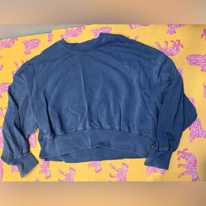 Fabletics Womens Cropped Blue Crewneck Sweatshirt